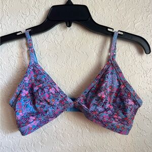 Arizona Body Cotton Unlined Triangle Bra - Floral Blue and Pink